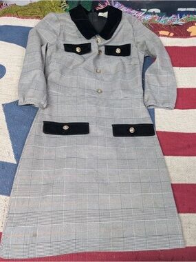 Gucci Classic Plaid Women’s Dress with Black Velvet Trim